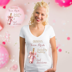 Lustige Sprudelnde Party Rosa Gold Team Braut T-Shirt