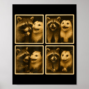 Lustige Ssum- und Waschbär-Fotobooth-Selfie-Müll Poster