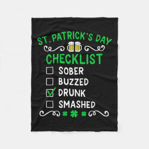 Lustige St. Patricks Day Checkliste Betrunken  Fleecedecke
