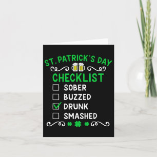 Lustige St. Patricks Day Checkliste Betrunken Karte