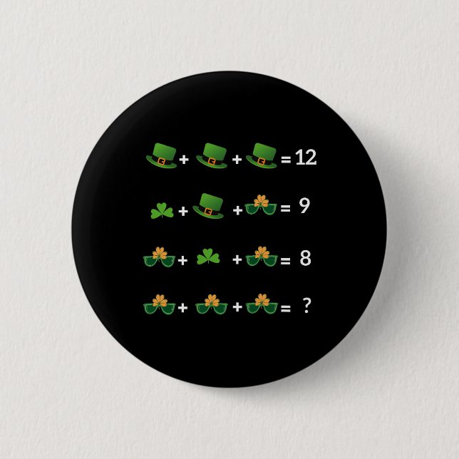 Lustige St. Patricks Day Mathe-Gleichung Lehrer 1  Button (Vorderseite)