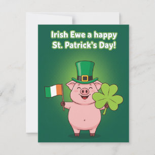 Lustige St. Patrick's Day-Schweinekarte Feiertagskarte