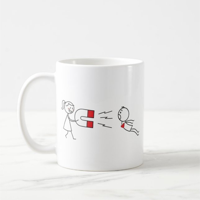 Lustige Stäbchenfigur Liebesmagnet Kaffee Tasse (Links)