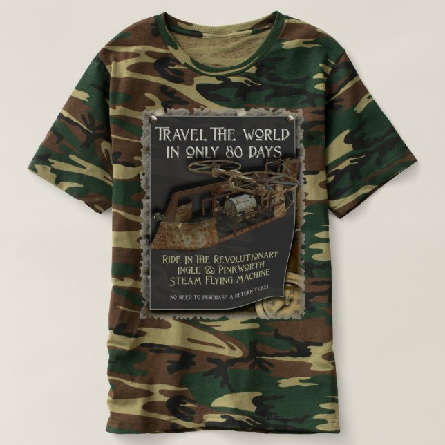 Lustige Steampunk Flugmaschine T-Shirt (Design vorne)