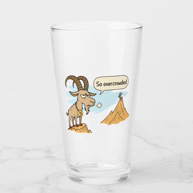 Lustige Steinbock-Ziege – So überfüllt Cartoon Glas (Vorderseite)