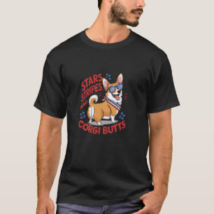 Lustige Sterne, Streifen und Corgi Hintern T-Shirt