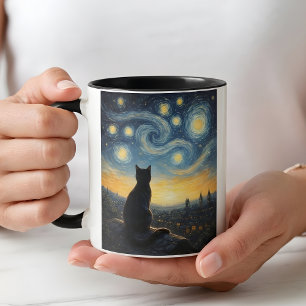 Lustige Sternennacht Katzenliebhaber & Wirbelhimme Tasse