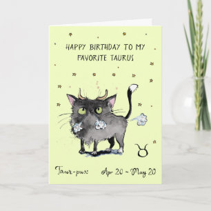 Lustige Stier Karte Sternzeichen Katze Horoskop