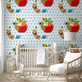 lustige Stift- und Bücherwurmkinder Tapete