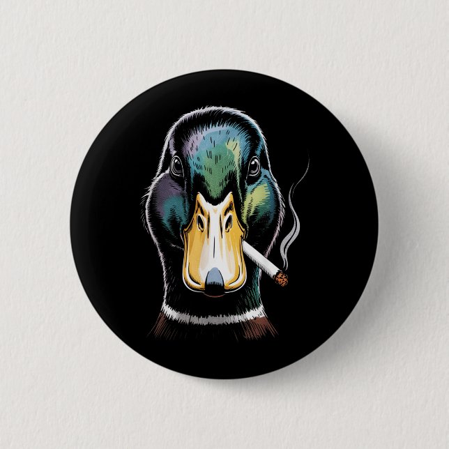 Lustige Stockente-Raucher-Meme Button (Vorderseite)