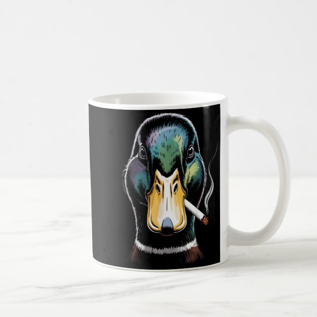 Lustige Stockente-Raucher-Meme Kaffeetasse (Rechts)