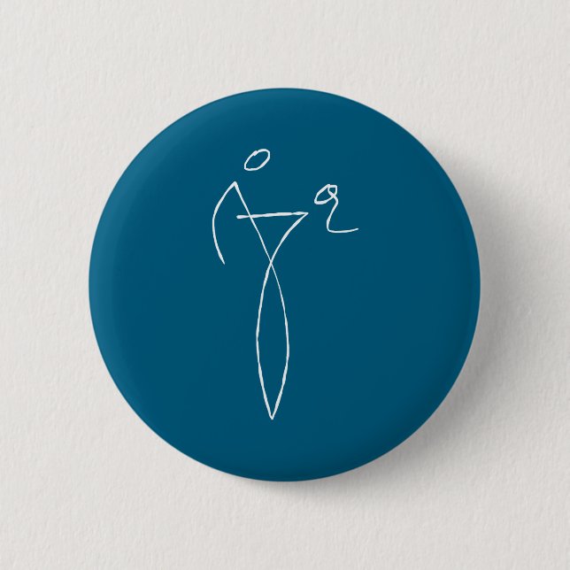 Lustige Stockfigur Button (Vorderseite)