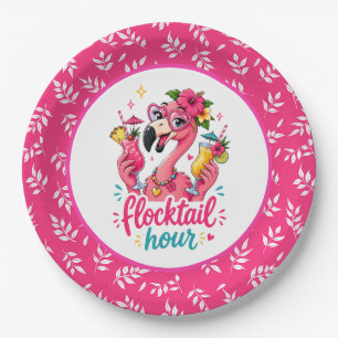 Lustige Strand rosa Flamingo Flocktail-Party Pappteller