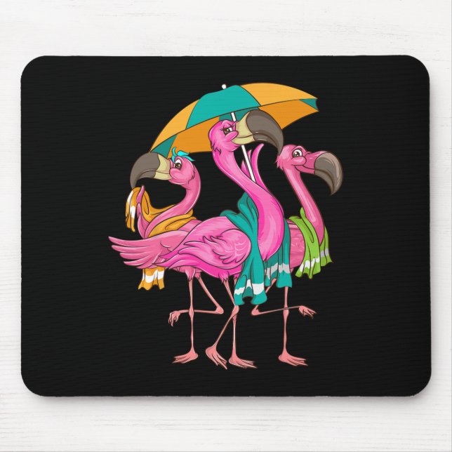 Lustige Strandflamingos mit Handtüchern Cooler Som Mousepad (Vorne)