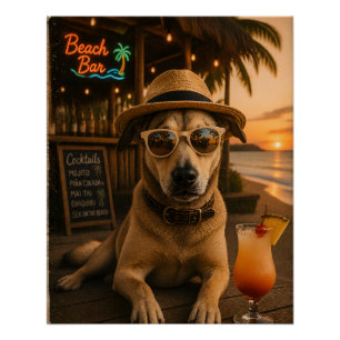 Lustige Strandhund-Wandkunst zum Ausdrucken Poster
