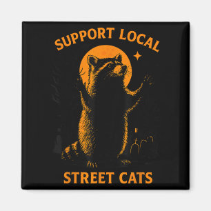 Lustige Straßenkatze Vintage Waschbär Halloween fü Magnet