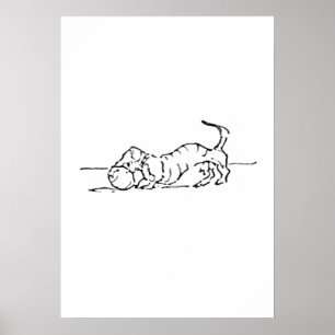 Lustige Strichzeichnung Wursthund Poster