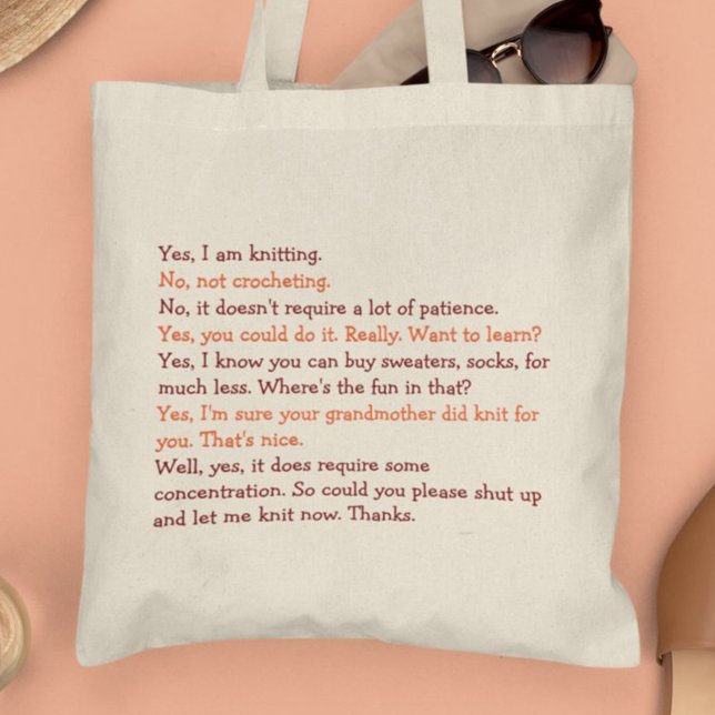 Lustige Strick-Konversation Mutter Muttertag Garn Tragetasche (Funny Knitting Conversation Mom Mothers Day Yarn Tote Bag)