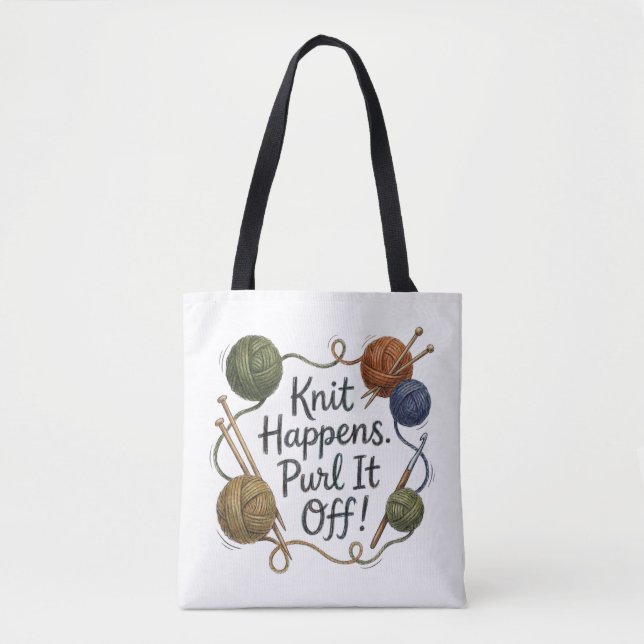 Lustige Stricktasche und Projektbag (Vorderseite)