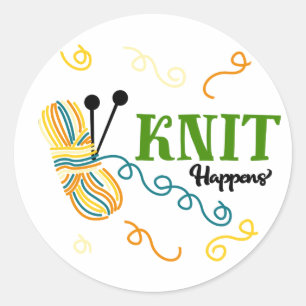 Lustige Strickweisheit Knit Happens - Handwerker Runder Aufkleber