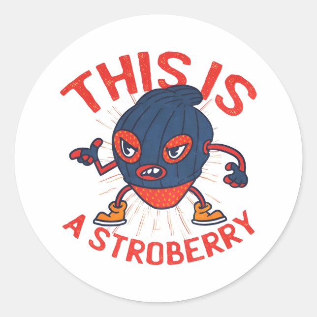 Lustige Stroberry-Masken-Fruchtkunst Runder Aufkleber (Vorderseite)