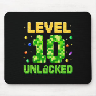 Lustige Stufe 10 freigeschaltet 10. Geburtstag Gam Mousepad