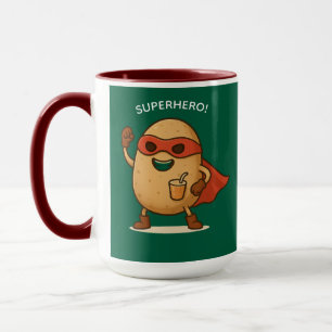 Lustige Superheld-Kartoffel-Cartoon Grafik-Kombi-T Tasse