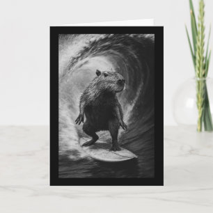 Lustige Surfen Capyra Selfie Surfboard Strand Tier Karte
