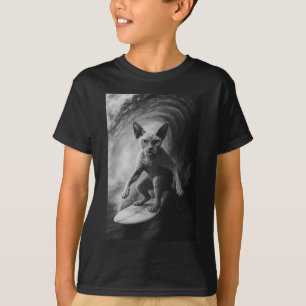 Lustige surfen Devon Rex Katze Selfie Strand Tier T-Shirt