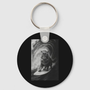 Lustige surfen Maine Coon Katze Selfie Strand Tier Schlüsselanhänger