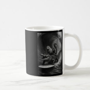 Lustige Surfen Waschbär Capyra Krokodil Selfie Ani Kaffeetasse