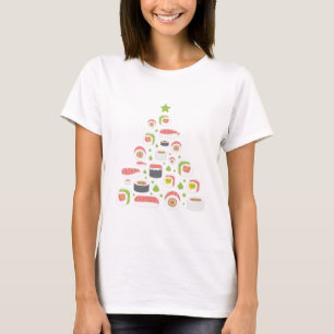 Lustige Sushi-Liebhaber Weihnachtsbaum Text hinzuf T-Shirt