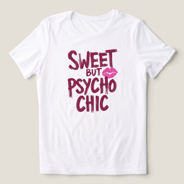 Lustige "Süß aber Psycho Chic"-Spruch Tri-Blend Shirt (Design Vorderseite)