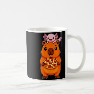 Lustige süße Capybara und Axolotl Pizza Kawaii Kaffeetasse