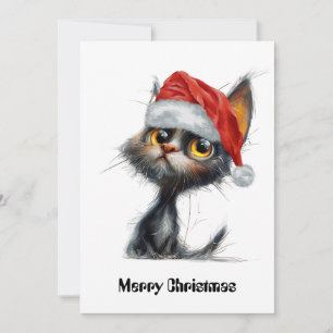 Lustige Süße Comic Whimsical Katze Frohe Weihnacht Feiertagskarte