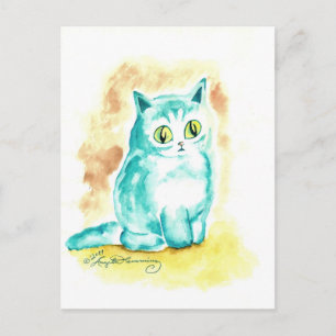 Lustige süße fette blaue Katze Postkarte