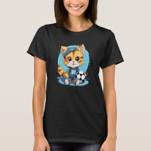 Lustige süße Fußballkatze mit Trikot für Sportfans T-Shirt