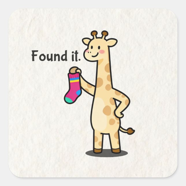 Lustige süße Giraffe Ästhetik  Quadratischer Aufkleber (Vorderseite)