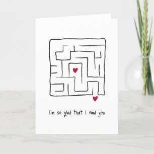 Lustige süße handgezeichnete Labyrinth Valentinsta Feiertagskarte