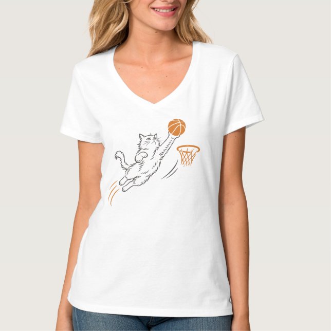 Lustige süße Hoops-Katze T-Shirt (Vorderseite)