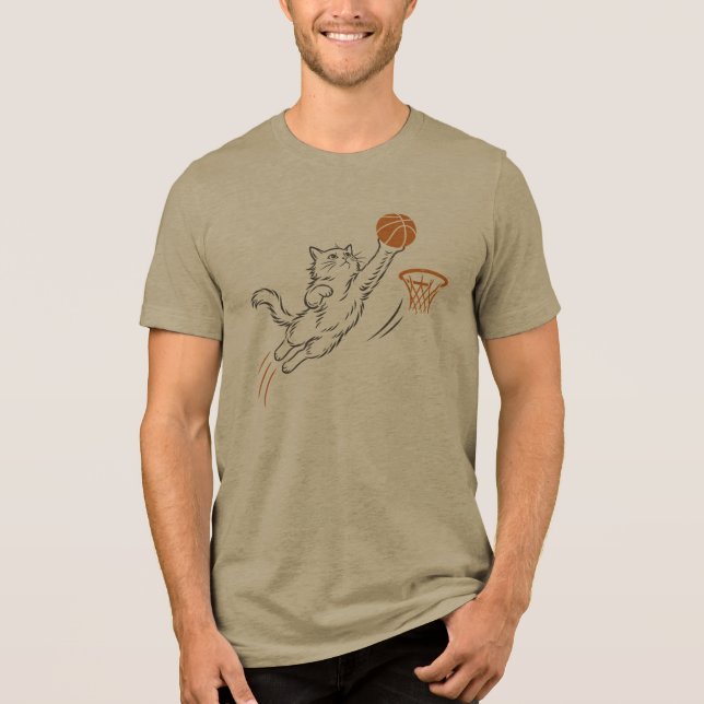 Lustige süße Hoops-Katze Tri-Blend Shirt (Vorderseite)
