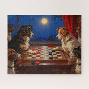 Lustige süße Hunde spielen Dame-Geschenk Puzzle