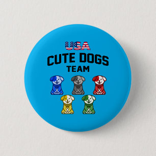 Lustige süße Hunde Usa Welpen Team Button