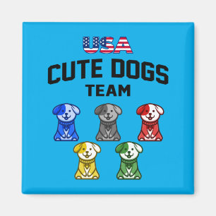 Lustige süße Hunde Usa Welpen Team Magnet