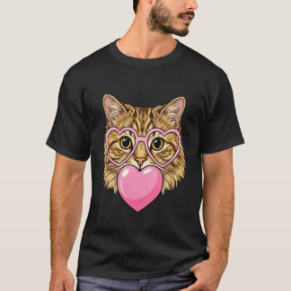 Lustige Süße Katze Herz Kaugummi Kätzchen Liebe Ge T-Shirt