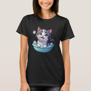 Lustige süße Katze Kätzchen badet Vater Mutter Kin T-Shirt