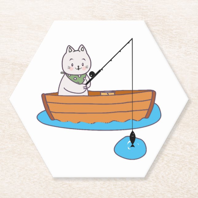 Lustige süße Katze Kätzchen mit Angel Untersetzer (Vorderseite)