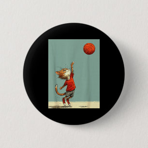 Lustige süße Katze Sport lustiger Basketball Button