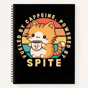 Lustige süße Katze Tier Kaffee Zitat Retro Sonnenu Notizbuch