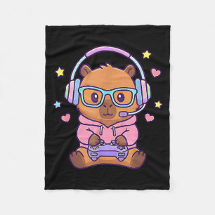 Lustige süße kawaii Capybara-Gamer Gaming-Jungs Fleecedecke